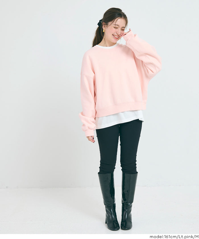 重磅內刷毛復古加工大學T