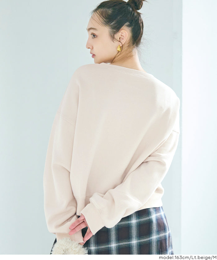 重磅內刷毛復古加工大學T