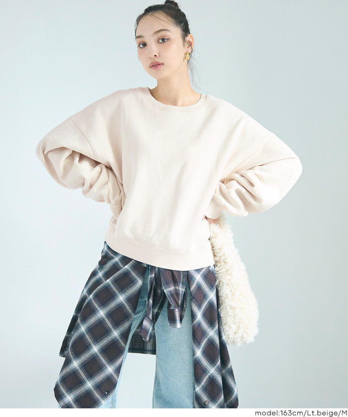 重磅內刷毛復古加工大學T