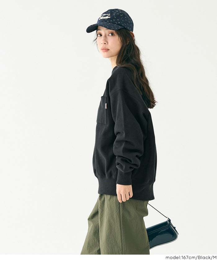 重磅內刷毛口袋大學T