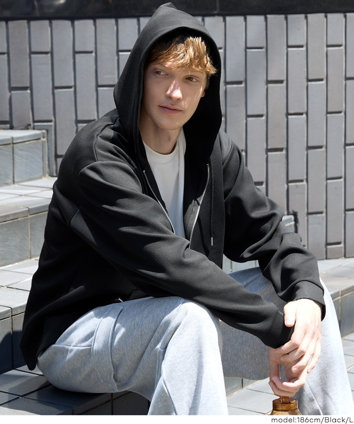 柔軟太空棉寬版連帽外套