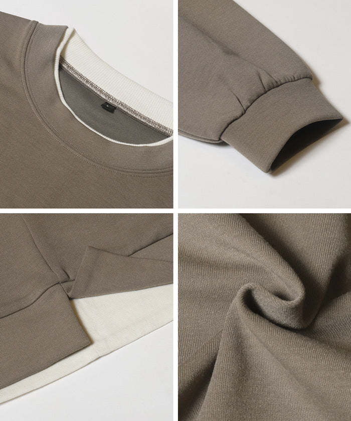 假兩件柔軟太空棉大學T