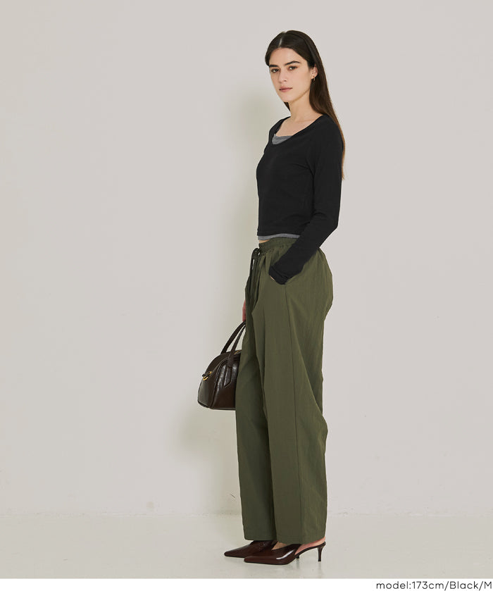 內刷毛假兩件層次羅紋上衣