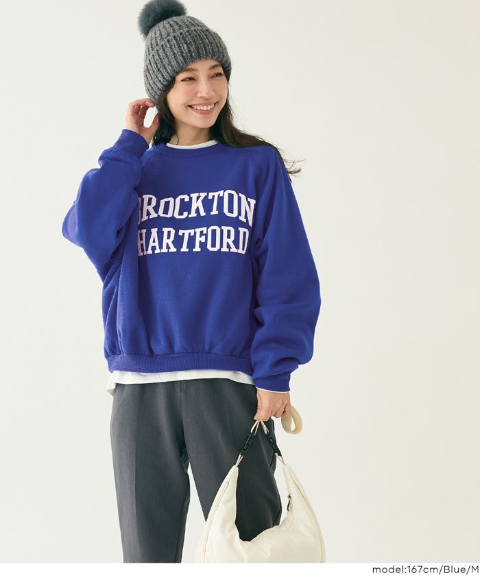 內刷毛插肩袖LOGO大學T