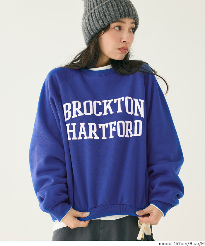 內刷毛插肩袖LOGO大學T