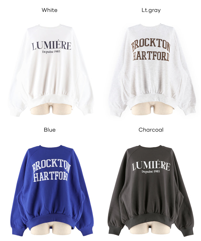 內刷毛插肩袖LOGO大學T