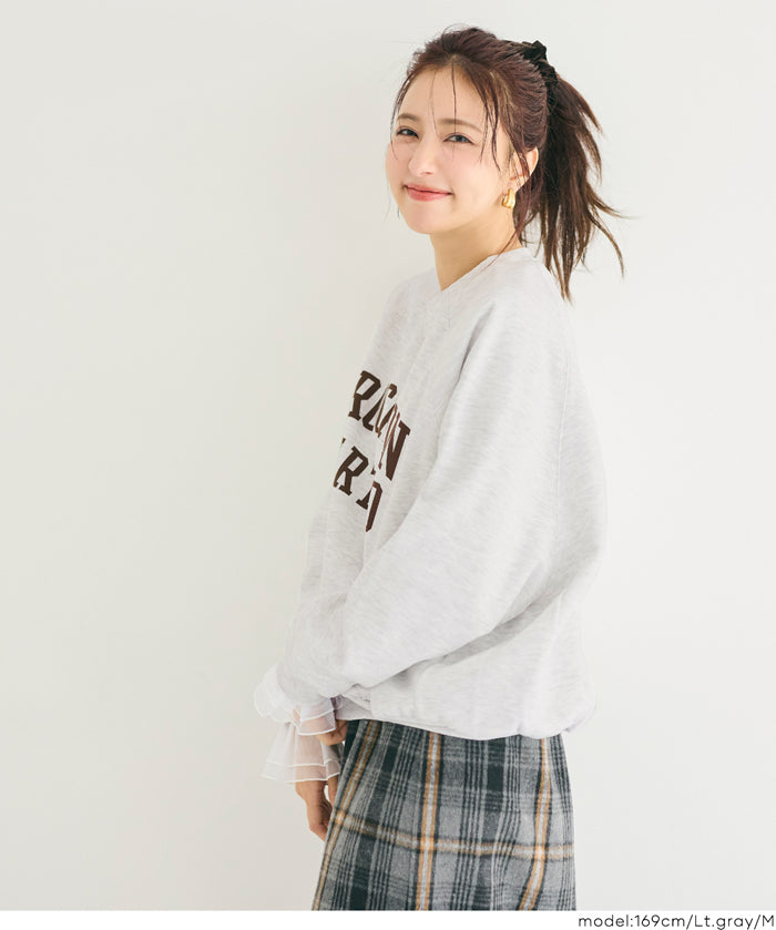 內刷毛插肩袖LOGO大學T