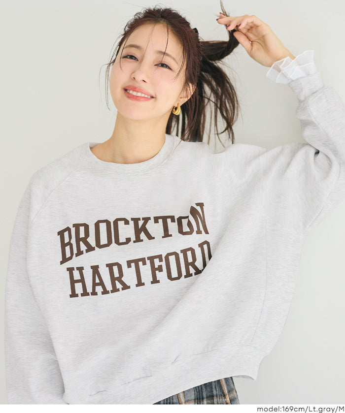 內刷毛插肩袖LOGO大學T