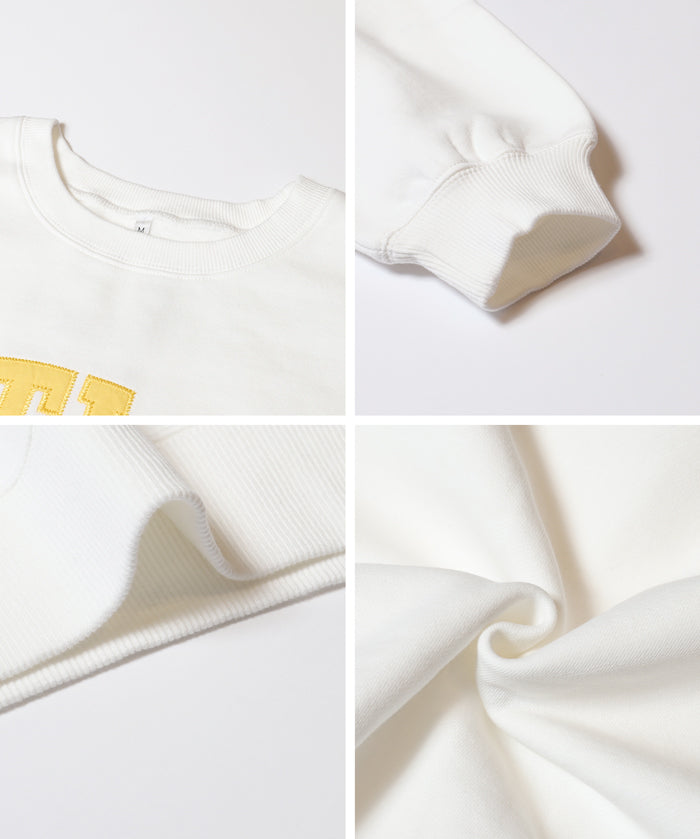 重磅內刷毛刺繡LOGO大學T