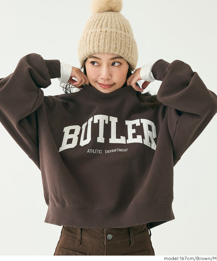 重磅內刷毛刺繡LOGO大學T