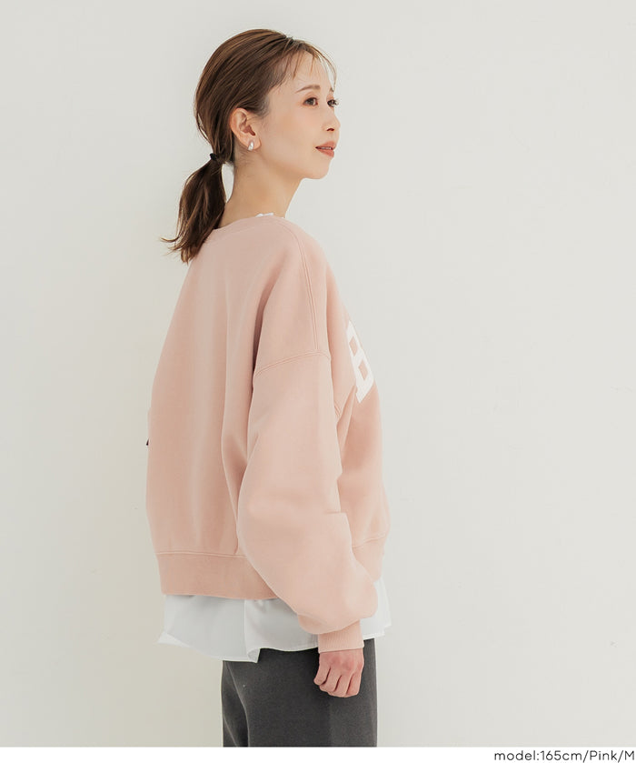 重磅內刷毛刺繡LOGO大學T