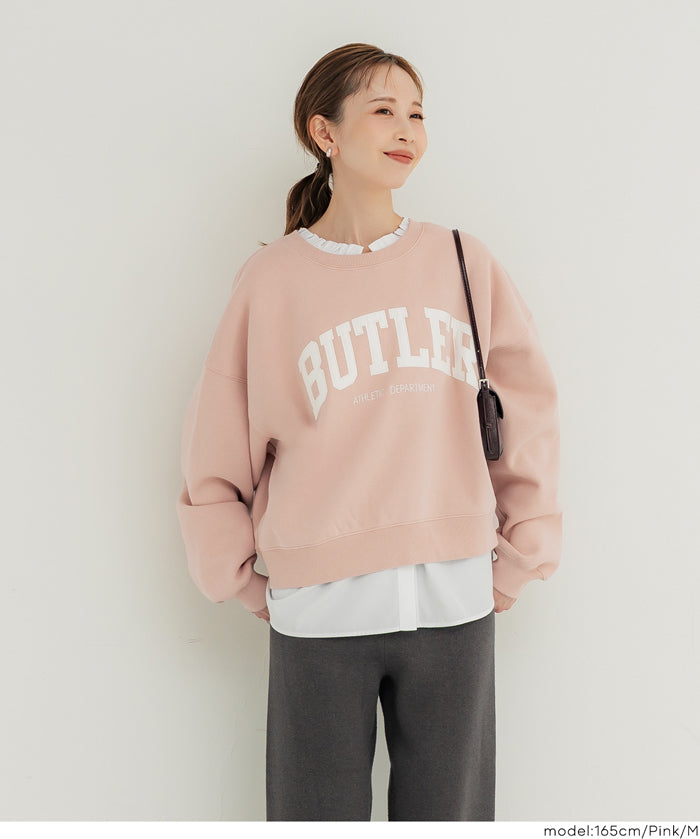 重磅內刷毛刺繡LOGO大學T