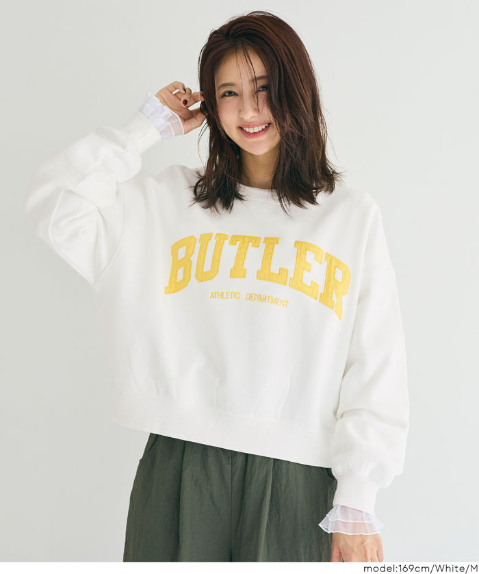 重磅內刷毛刺繡LOGO大學T