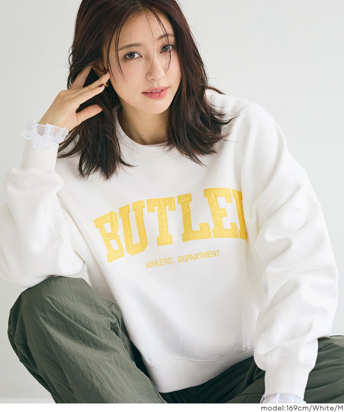 重磅內刷毛刺繡LOGO大學T