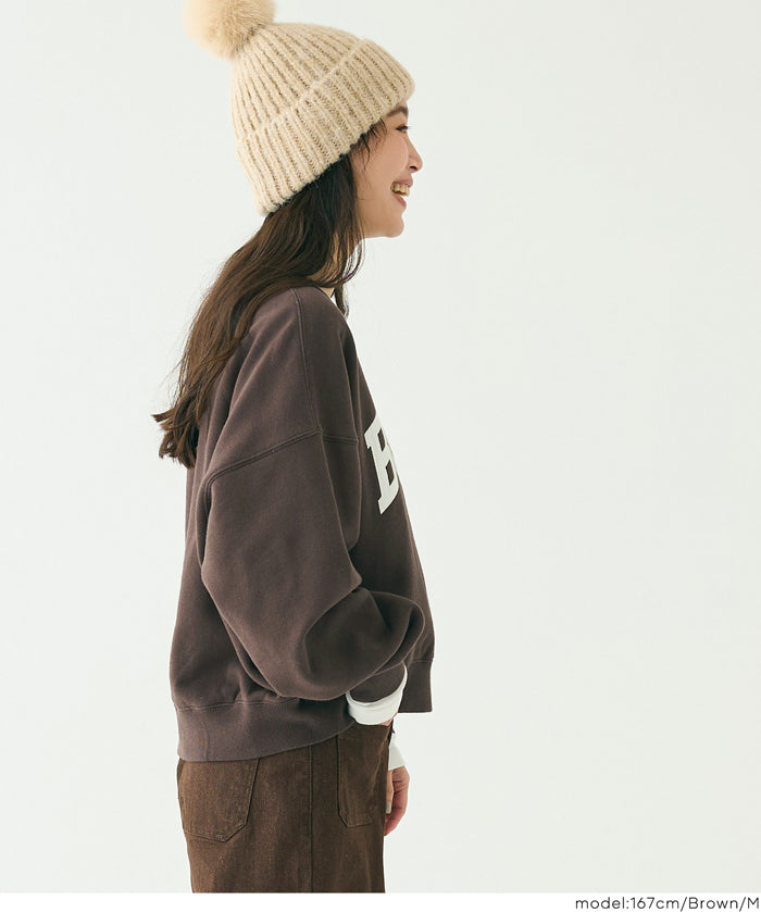 重磅內刷毛刺繡LOGO大學T