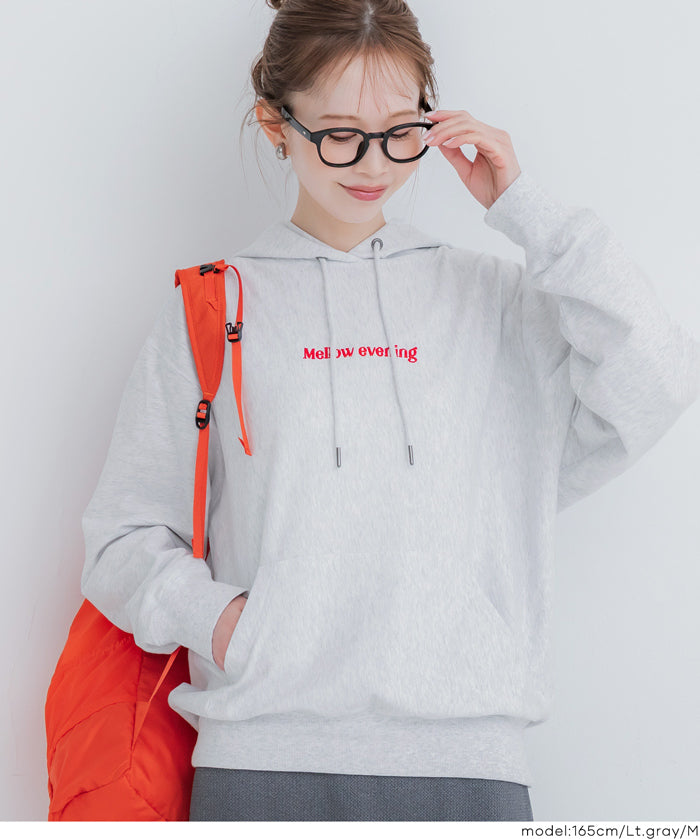薄款毛圈布刺繡LOGO連帽上衣