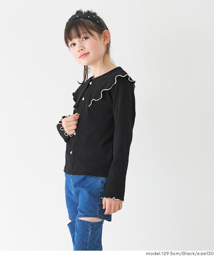 童裝 羅紋愛心鈕扣上衣