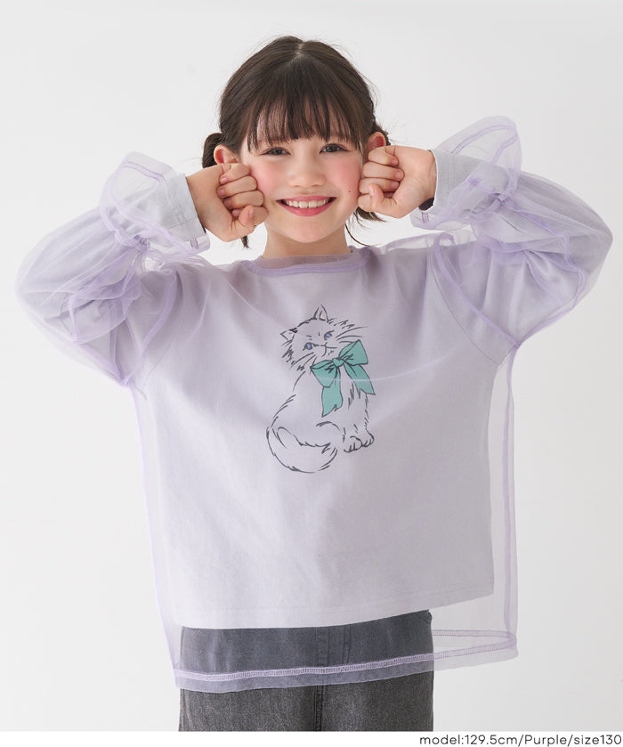 童裝 兩件套 網紗上衣&長袖T恤