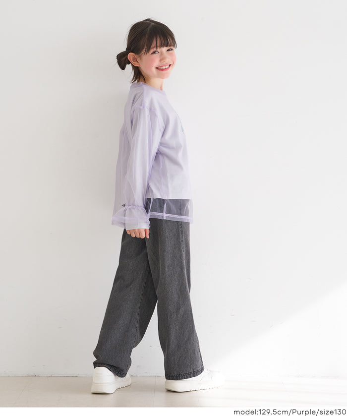 童裝 兩件套 網紗上衣&長袖T恤