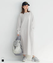 休閒薄款長袖連身裙