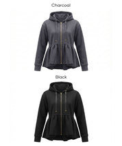 柔軟太空棉荷葉下擺連帽外套