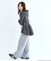 柔軟太空棉荷葉下擺連帽外套