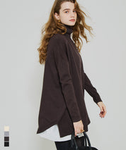 高領中長款顯瘦蝙蝠袖針織上衣