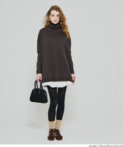 高領中長款顯瘦蝙蝠袖針織上衣