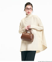 高領中長款顯瘦蝙蝠袖針織上衣