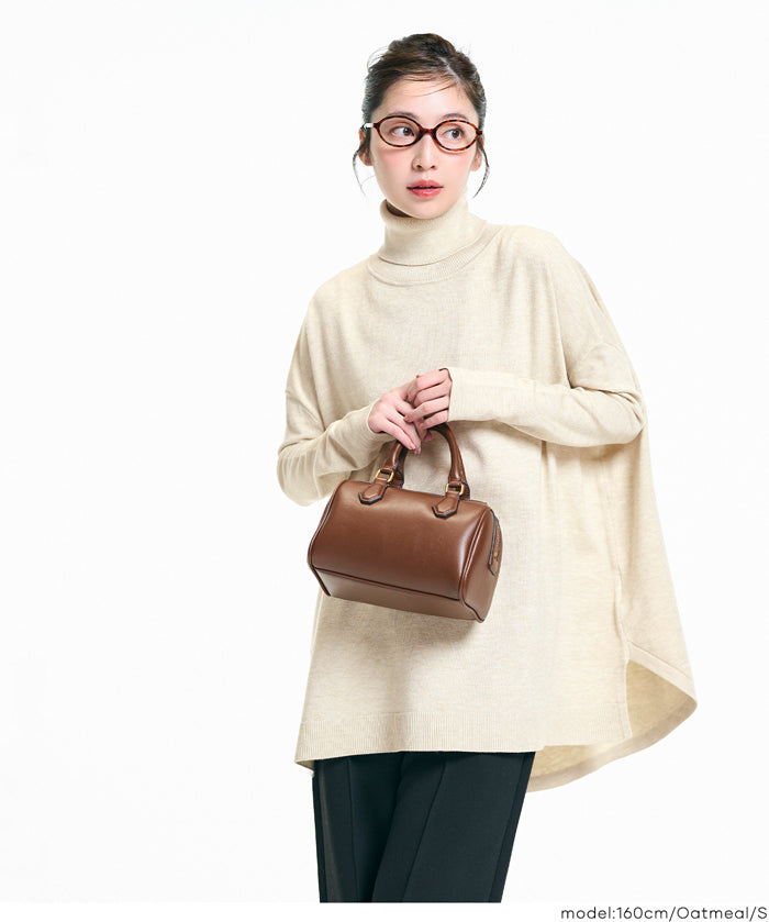 高領中長款顯瘦蝙蝠袖針織上衣