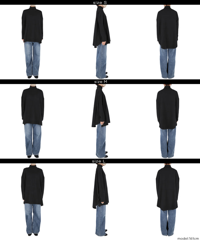 高領中長款顯瘦蝙蝠袖針織上衣