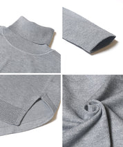 高領中長款顯瘦蝙蝠袖針織上衣