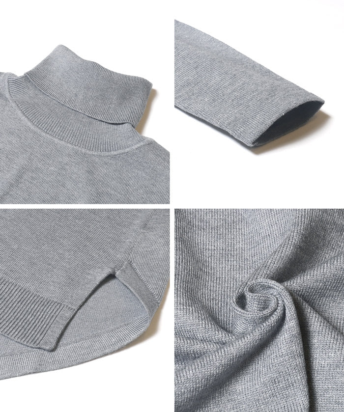 高領中長款顯瘦蝙蝠袖針織上衣