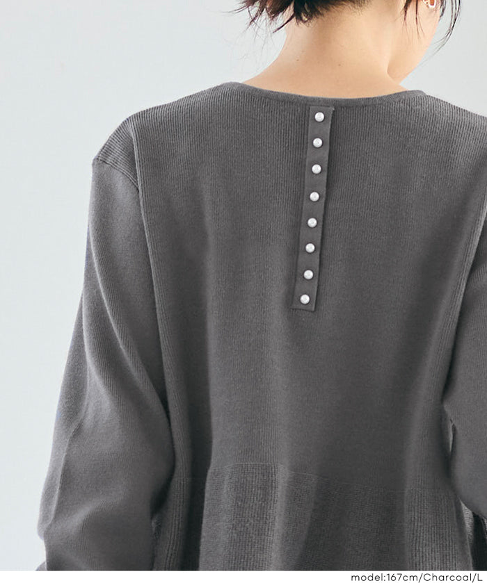 珍珠點綴針織娃娃上衣