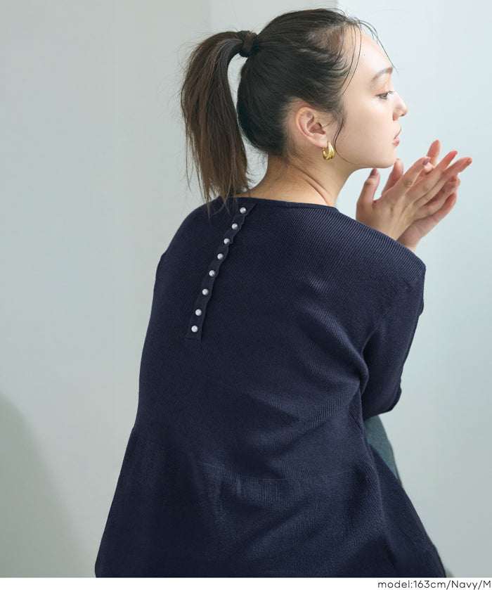 珍珠點綴針織娃娃上衣