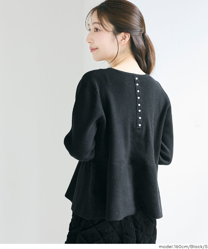 珍珠點綴針織娃娃上衣