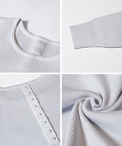 珍珠點綴針織娃娃上衣