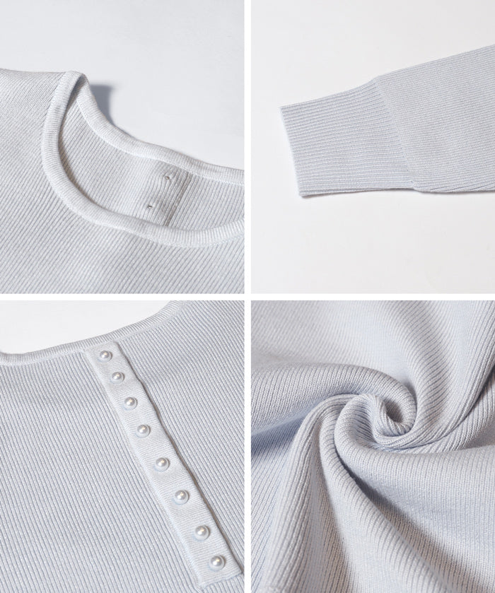 珍珠點綴針織娃娃上衣