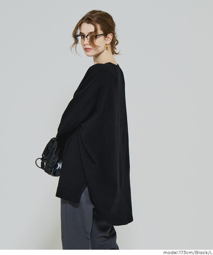 中長款顯瘦蝙蝠袖針織上衣