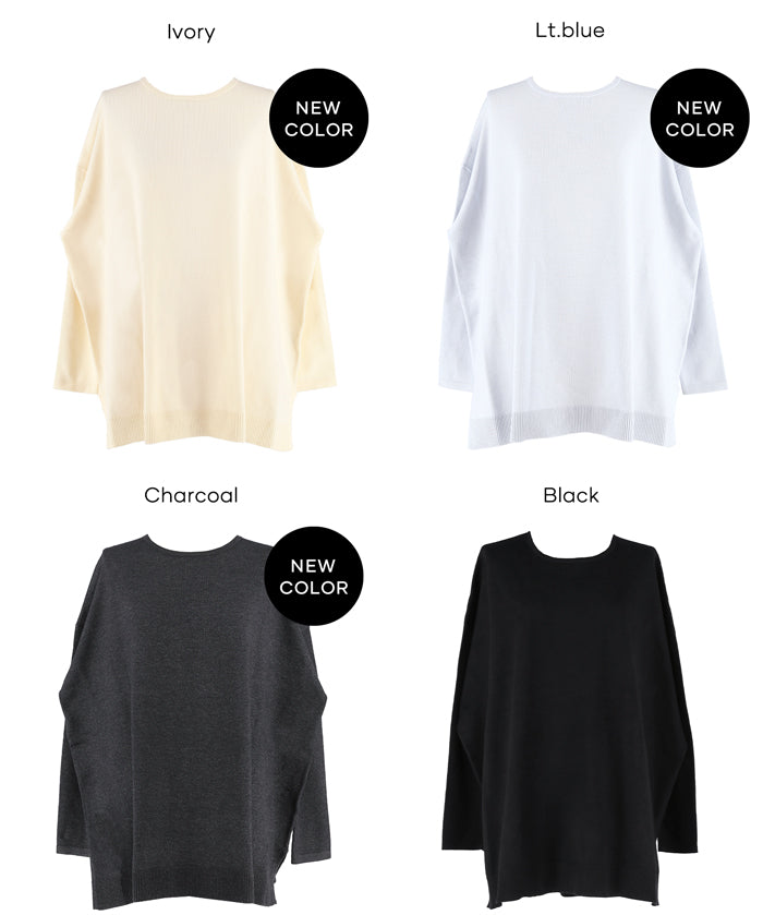 中長款顯瘦蝙蝠袖針織上衣