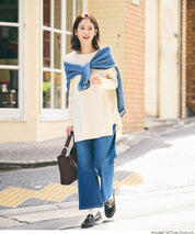 中長款顯瘦蝙蝠袖針織上衣