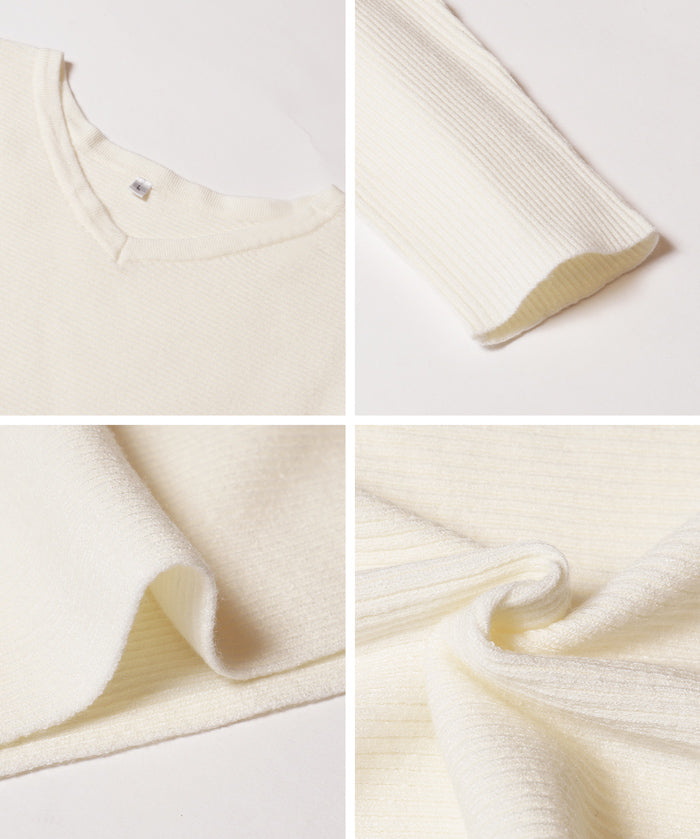 蝙蝠袖V領針織毛衣