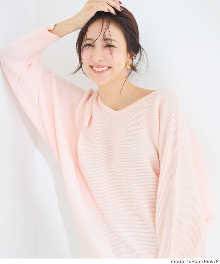 限時優惠★蝙蝠袖V領針織衫