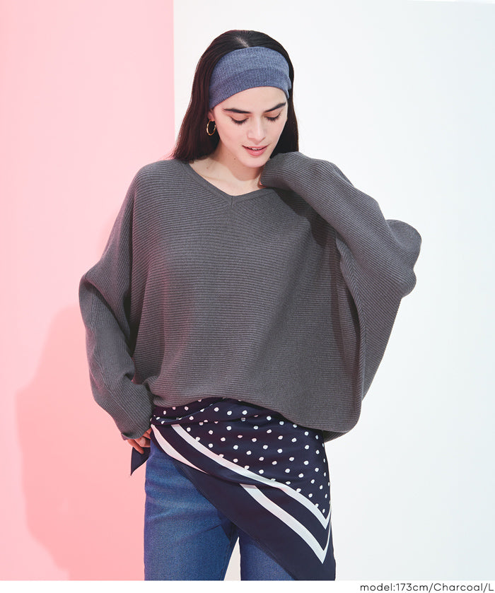 限時優惠★蝙蝠袖V領針織衫