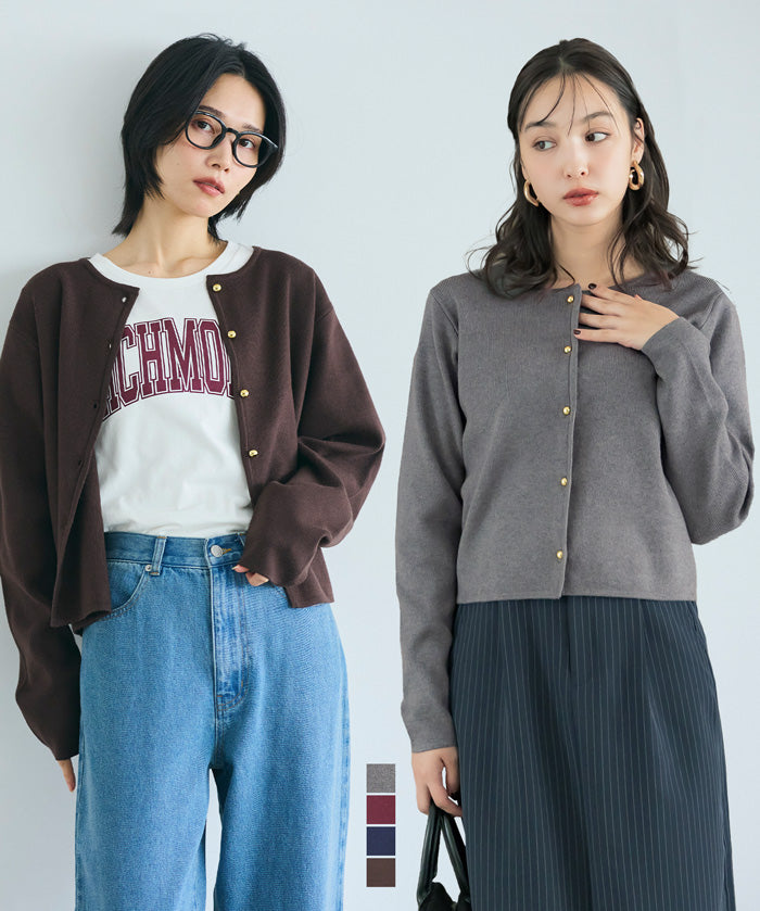 金扣長袖針織開衫