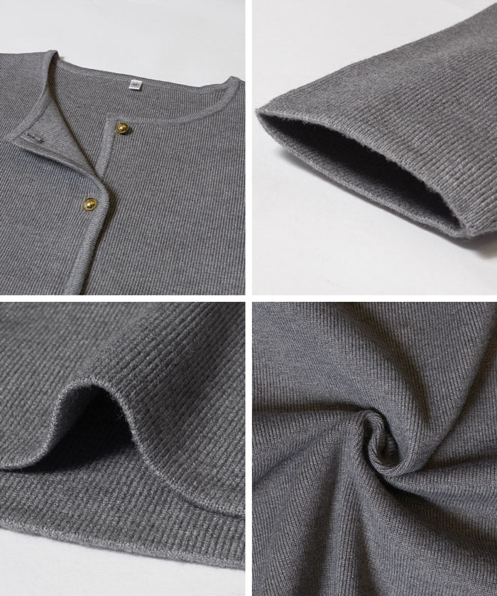 金扣長袖針織開衫