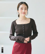 方領針織開襟衫