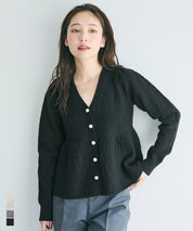 細閃針織V領開衫