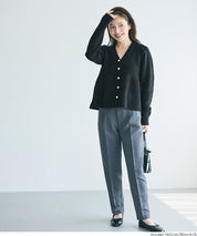 細閃針織V領開衫