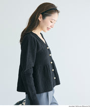 細閃針織V領開衫